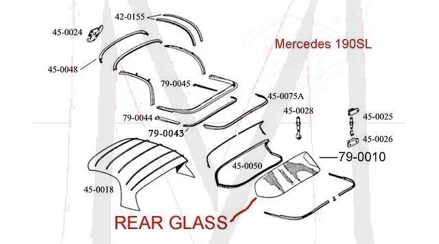 190SL REAR HARDTOP GLASS